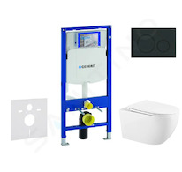 Geberit Duofix - Set předstěnové instalace, klozetu Gaia a sedátka softclose, tlačítko Sigma20, matná černá/černá SANI11CA5135