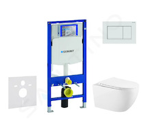 Geberit Duofix - Set předstěnové instalace, klozetu Gaia a sedátka softclose, tlačítko Sigma30, bílá/bílá mat SANI11CA3142