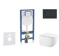 Geberit Duofix - Set předstěnové instalace, klozetu Gaia a sedátka softclose, tlačítko Sigma30, černá lesk/černá mat SANI11CA513