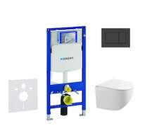 Geberit Duofix - Set předstěnové instalace, klozetu Gaia a sedátka softclose, tlačítko Sigma30, matná černá/černá SANI11CA5105