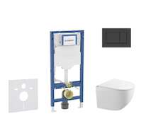 Geberit Duofix - Set předstěnové instalace, klozetu Gaia a sedátka softclose, tlačítko Sigma30, matná černá/černá SANI11CA5105B