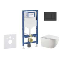 Geberit Duofix - Set předstěnové instalace, klozetu Gaia a sedátka softclose, tlačítko Sigma30, matná černá/černá SANI11CA5106B