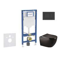 Geberit Duofix - Set předstěnové instalace, klozetu Gaia a sedátka softclose, tlačítko Sigma30, matná černá/černá SANI11CA5502B