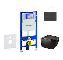 Geberit Duofix - Set předstěnové instalace, klozetu Gaia a sedátka softclose, tlačítko Sigma30, matná černá/černá SANI11CA5502