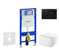 Geberit Duofix - Set předstěnové instalace, klozetu Gaia sedátka softclose, tlačítko Sigma01, černá SANI11CA5134