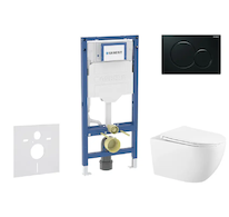 Geberit Duofix - Set předstěnové instalace, klozetu Gaia sedátka softclose, tlačítko Sigma01, černá SANI11CA5134B