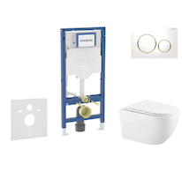 Geberit Duofix - Set předstěnové instalace, klozetu Gaia sedátka softclose, tlačítko Sigma20, bílá/pozlacená SANI11CA3140B