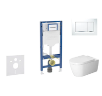 Geberit Duofix - Set předstěnové instalace, klozetu ME by Starck a sedátka softclose, tlačítko Sigma20, bílá/lesklý chrom SANI11