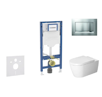 Geberit Duofix - Set předstěnové instalace, klozetu ME by Starck a sedátka softclose, tlačítko Sigma20, matný chrom/chrom SANI11