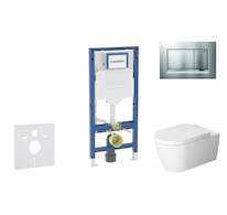 Geberit Duofix - Set předstěnové instalace, klozetu ME by Starck a sedátka softclose, tlačítko Sigma30, matný chrom/chrom SANI11