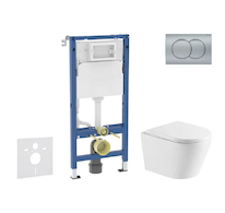 Geberit Duofix - Set předstěnové instalace, klozetu Nefia a sedátka softclose, tlačítko Delta01, matný chrom SANI11CA2108