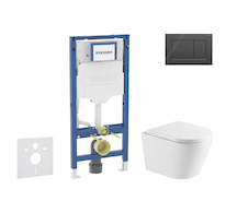 Geberit Duofix - Set předstěnové instalace, klozetu Nefia a sedátka softclose, tlačítko Sigma20, černá lesk/černá mat SANI11CA51
