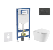Geberit Duofix - Set předstěnové instalace, klozetu Nefia a sedátka softclose, tlačítko Sigma20, černá lesk/černá mat SANI11CA51
