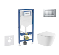 Geberit Duofix - Set předstěnové instalace, klozetu Nefia a sedátka softclose, tlačítko Sigma20, lakovaný chrom mat/chrom SANI11