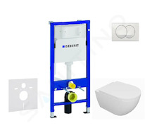 Geberit Duofix - Set předstěnové instalace, klozetu Oudee a sedátka softclose, tlačítko Delta, bílá SANI11CA3128