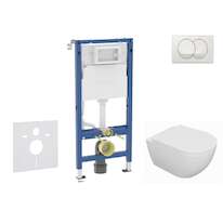 Geberit Duofix - Set předstěnové instalace, klozetu Oudee a sedátka softclose, tlačítko Delta, bílá SANI11CA3128B