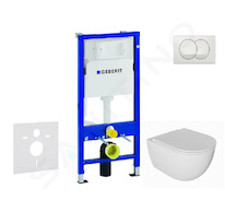 Geberit Duofix - Set předstěnové instalace, klozetu Oudee a sedátka softclose, tlačítko Delta, bílá SANI11CA3136