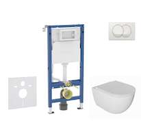Geberit Duofix - Set předstěnové instalace, klozetu Oudee a sedátka softclose, tlačítko Delta, bílá SANI11CA3136B