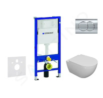 Geberit Duofix - Set předstěnové instalace, klozetu Oudee a sedátka softclose, tlačítko Delta01, lesklý chrom SANI11CA1104