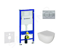 Geberit Duofix - Set předstěnové instalace, klozetu Oudee a sedátka softclose, tlačítko Delta01, matný chrom SANI11CA1125