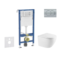 Geberit Duofix - Set předstěnové instalace, klozetu Oudee a sedátka softclose, tlačítko Delta01, matný chrom SANI11CA2114