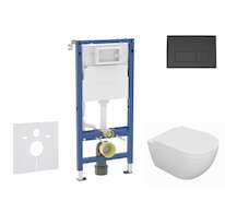 Geberit Duofix - Set předstěnové instalace, klozetu Oudee a sedátka softclose, tlačítko Delta50, matná černá SANI11CA5129B