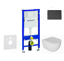 Geberit Duofix - Set předstěnové instalace, klozetu Oudee a sedátka softclose, tlačítko Delta50, matná černá SANI11CA5132