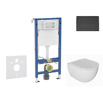 Geberit Duofix - Set předstěnové instalace, klozetu Oudee a sedátka softclose, tlačítko Delta50, matná černá SANI11CA5132B