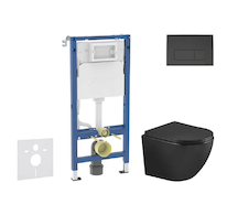 Geberit Duofix - Set předstěnové instalace, klozetu Oudee a sedátka softclose, tlačítko Delta50, matná černá SANI11CA5507