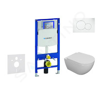 Geberit Duofix - Set předstěnové instalace, klozetu Oudee a sedátka softclose, tlačítko Sigma01, alpská bílá SANI11CA3100