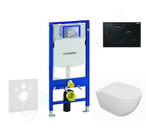 Geberit Duofix - Set předstěnové instalace, klozetu Oudee a sedátka softclose, tlačítko Sigma01, černá SANI11CA5107