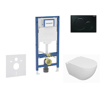 Geberit Duofix - Set předstěnové instalace, klozetu Oudee a sedátka softclose, tlačítko Sigma01, černá SANI11CA5107B