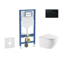Geberit Duofix - Set předstěnové instalace, klozetu Oudee a sedátka softclose, tlačítko Sigma01, černá SANI11CA5173