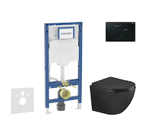 Geberit Duofix - Set předstěnové instalace, klozetu Oudee a sedátka softclose, tlačítko Sigma01, černá SANI11CA5508