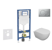Geberit Duofix - Set předstěnové instalace, klozetu Oudee a sedátka softclose, tlačítko Sigma01, lakovaný matný chrom SANI11CA11