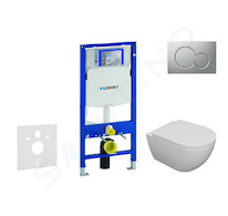 Geberit Duofix - Set předstěnové instalace, klozetu Oudee a sedátka softclose, tlačítko Sigma01, lakovaný matný chrom SANI11CA11