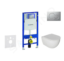 Geberit Duofix - Set předstěnové instalace, klozetu Oudee a sedátka softclose, tlačítko Sigma01, lakovaný matný chrom SANI11CA11