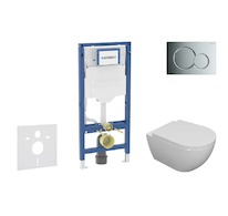 Geberit Duofix - Set předstěnové instalace, klozetu Oudee a sedátka softclose, tlačítko Sigma01, lesklý chrom SANI11CA1100B