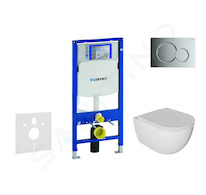 Geberit Duofix - Set předstěnové instalace, klozetu Oudee a sedátka softclose, tlačítko Sigma01, lesklý chrom SANI11CA1120