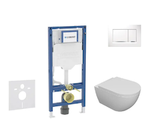 Geberit Duofix - Set předstěnové instalace, klozetu Oudee a sedátka softclose, tlačítko Sigma20, bílá/chrom SANI11CA3101B