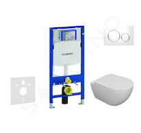 Geberit Duofix - Set předstěnové instalace, klozetu Oudee a sedátka softclose, tlačítko Sigma20, bílá/chrom SANI11CA3103