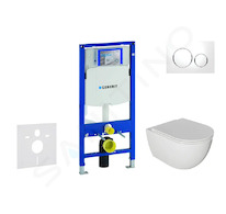 Geberit Duofix - Set předstěnové instalace, klozetu Oudee a sedátka softclose, tlačítko Sigma20, bílá/chrom SANI11CA3114