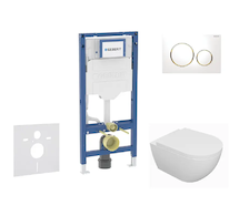 Geberit Duofix - Set předstěnové instalace, klozetu Oudee a sedátka softclose, tlačítko Sigma20, bílá/pozlacená SANI11CA3125B