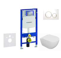 Geberit Duofix - Set předstěnové instalace, klozetu Oudee a sedátka softclose, tlačítko Sigma20, bílá/pozlacená SANI11CA3125