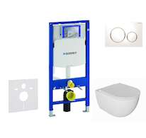 Geberit Duofix - Set předstěnové instalace, klozetu Oudee a sedátka softclose, tlačítko Sigma20, bílá/pozlacená SANI11CA3133