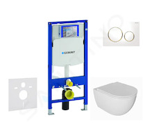 Geberit Duofix - Set předstěnové instalace, klozetu Oudee a sedátka softclose, tlačítko Sigma20, bílá/pozlacená SANI11CA3133