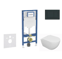 Geberit Duofix - Set předstěnové instalace, klozetu Oudee a sedátka softclose, tlačítko Sigma20, černá lesk/černá mat SANI11CA51