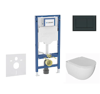 Geberit Duofix - Set předstěnové instalace, klozetu Oudee a sedátka softclose, tlačítko Sigma20, černá lesk/černá mat SANI11CA51