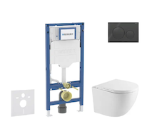 Geberit Duofix - Set předstěnové instalace, klozetu Oudee a sedátka softclose, tlačítko Sigma20, černá lesk/černá mat SANI11CA51