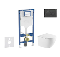 Geberit Duofix - Set předstěnové instalace, klozetu Oudee a sedátka softclose, tlačítko Sigma20, černá lesk/černá mat SANI11CA51